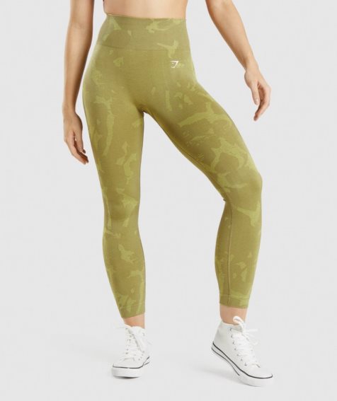 Women's Gymshark Adapt Camo Seamless Leggings Olive | NZ 5IVYHL